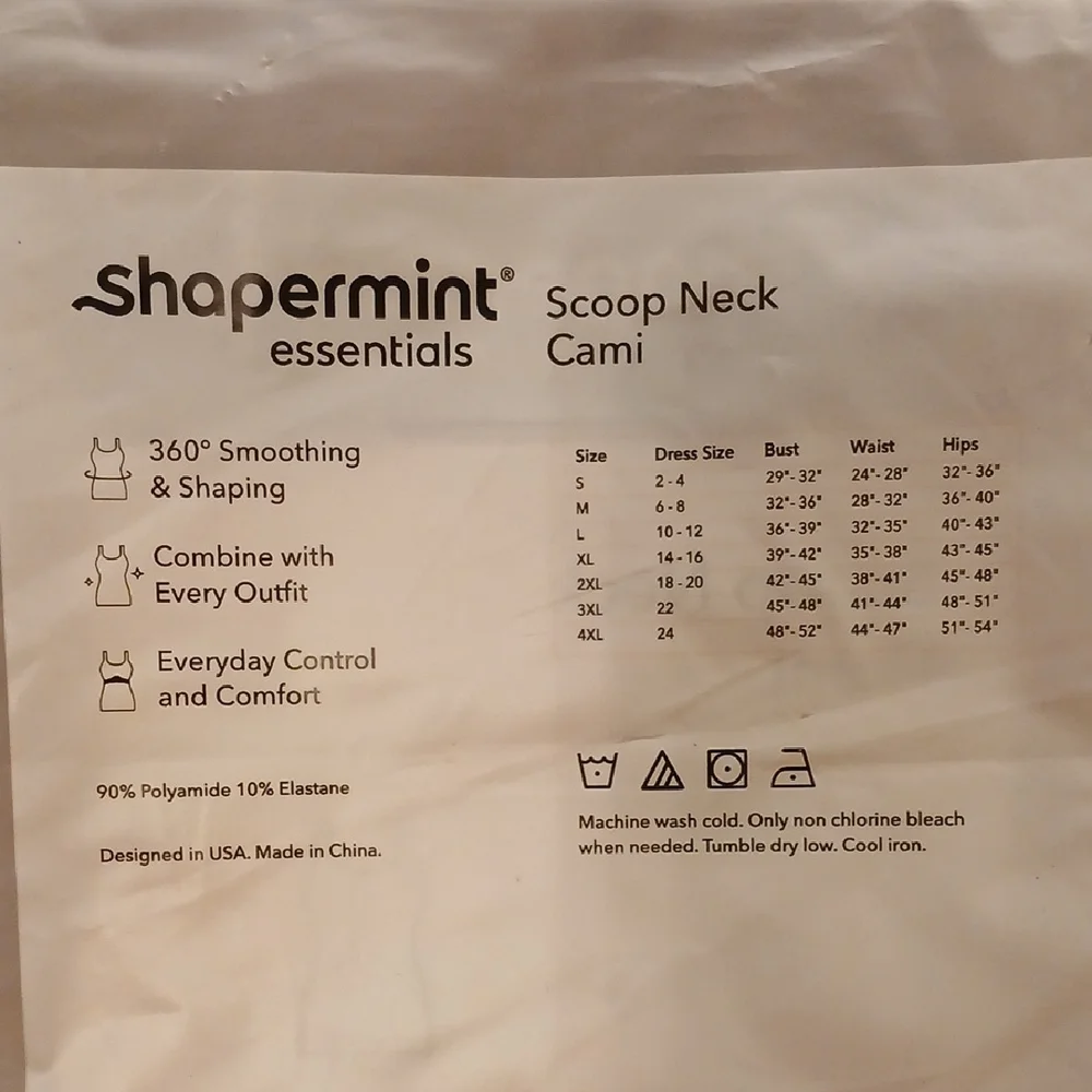 Shapermint Essentials Black Scoop Neck Cami Women's 3XL